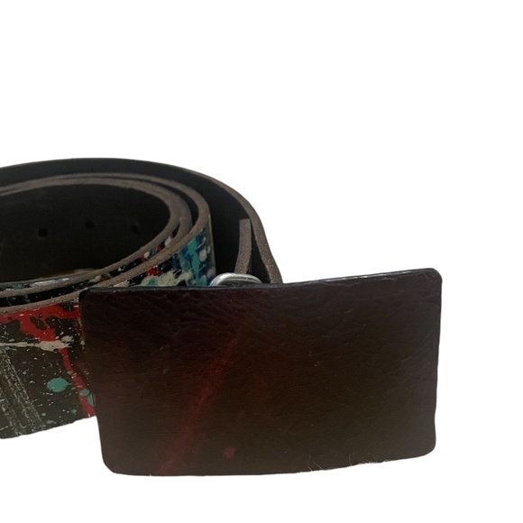 Handmade Color Splash Leather Black Belt Silver Tone Hardware (NWOT) - Picture 2 of 9
